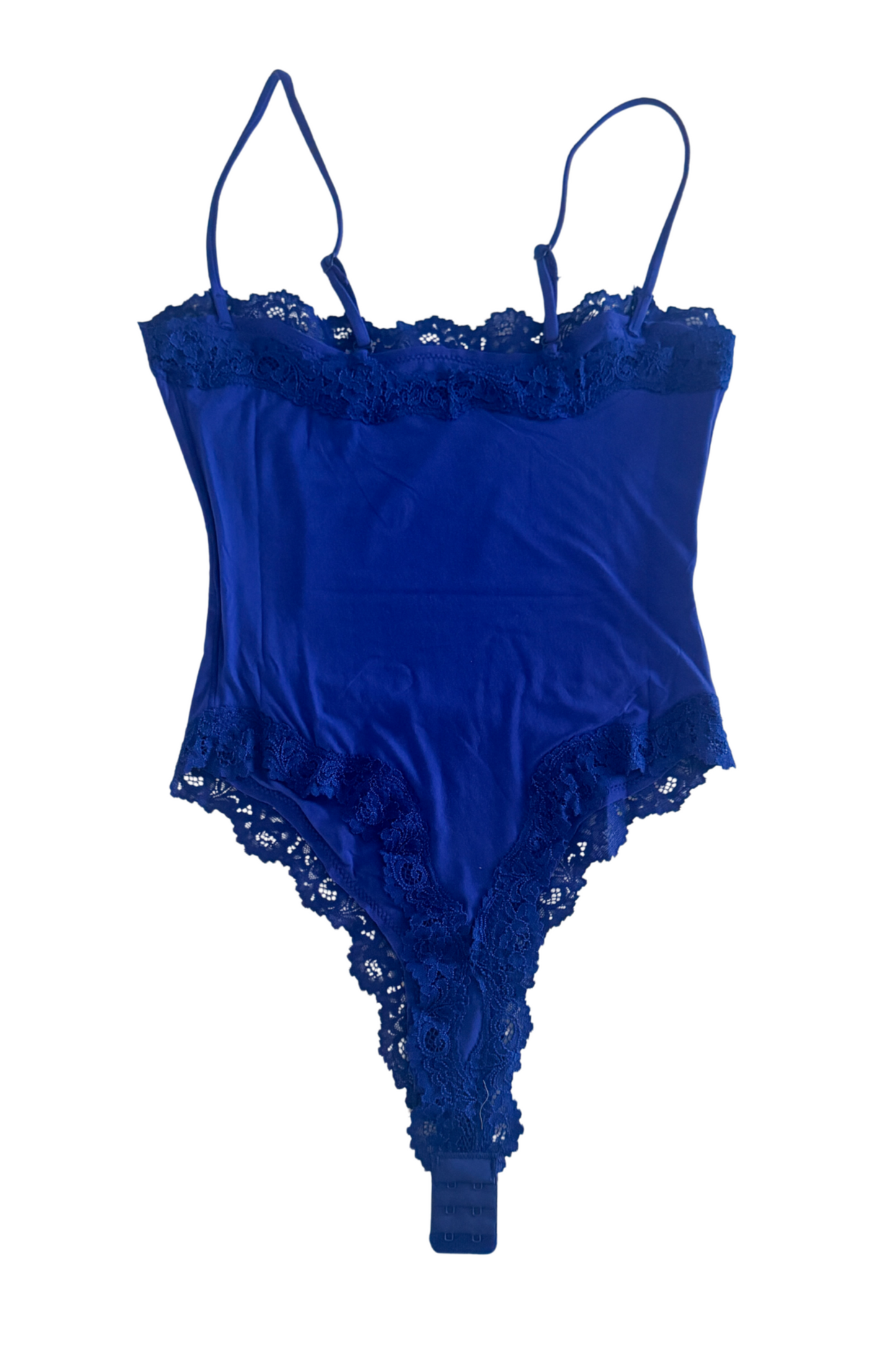 Solid Blue Game Day Scoop Neck Lace Bodysuit