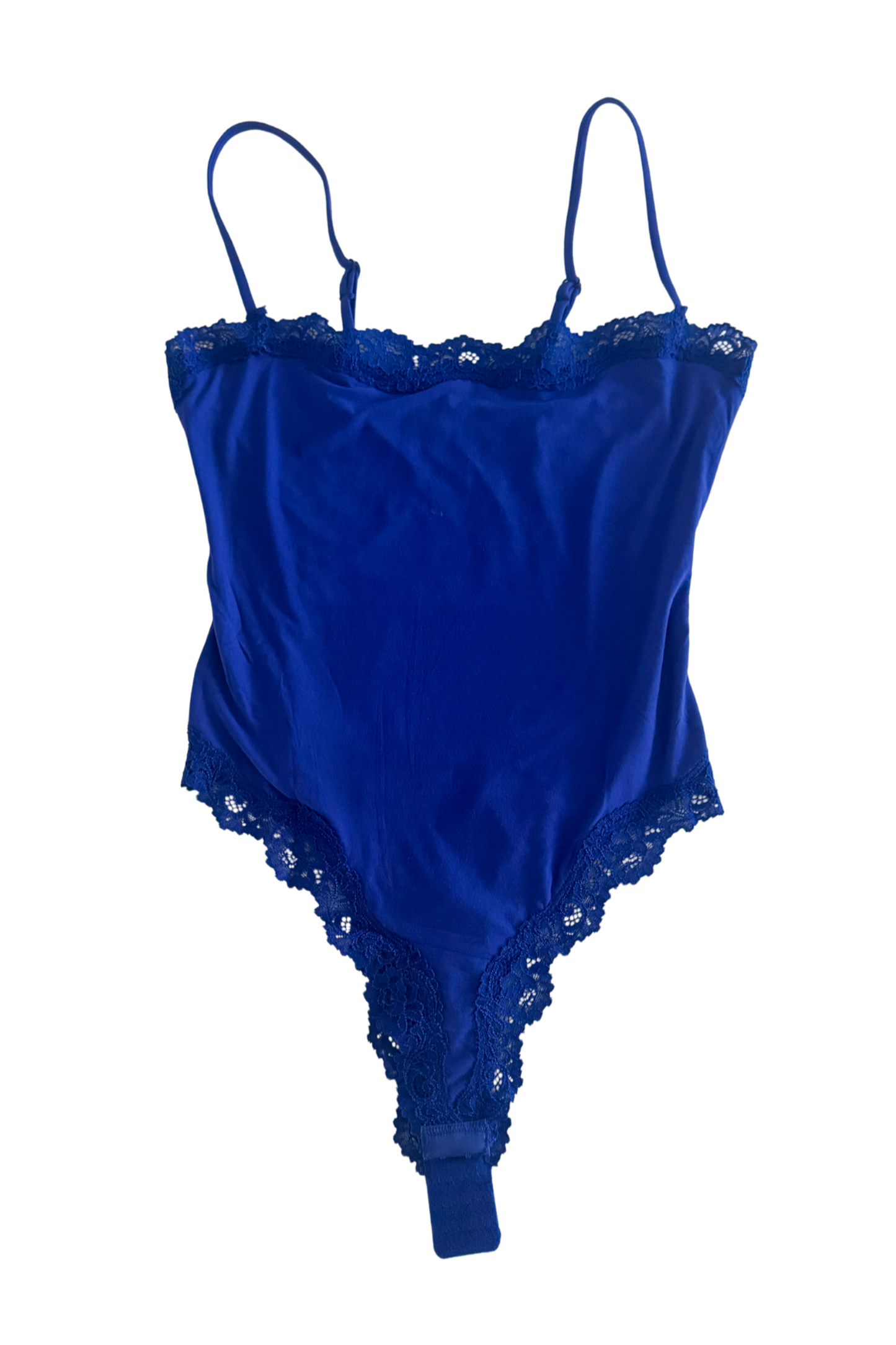 Solid Blue Game Day Scoop Neck Lace Bodysuit