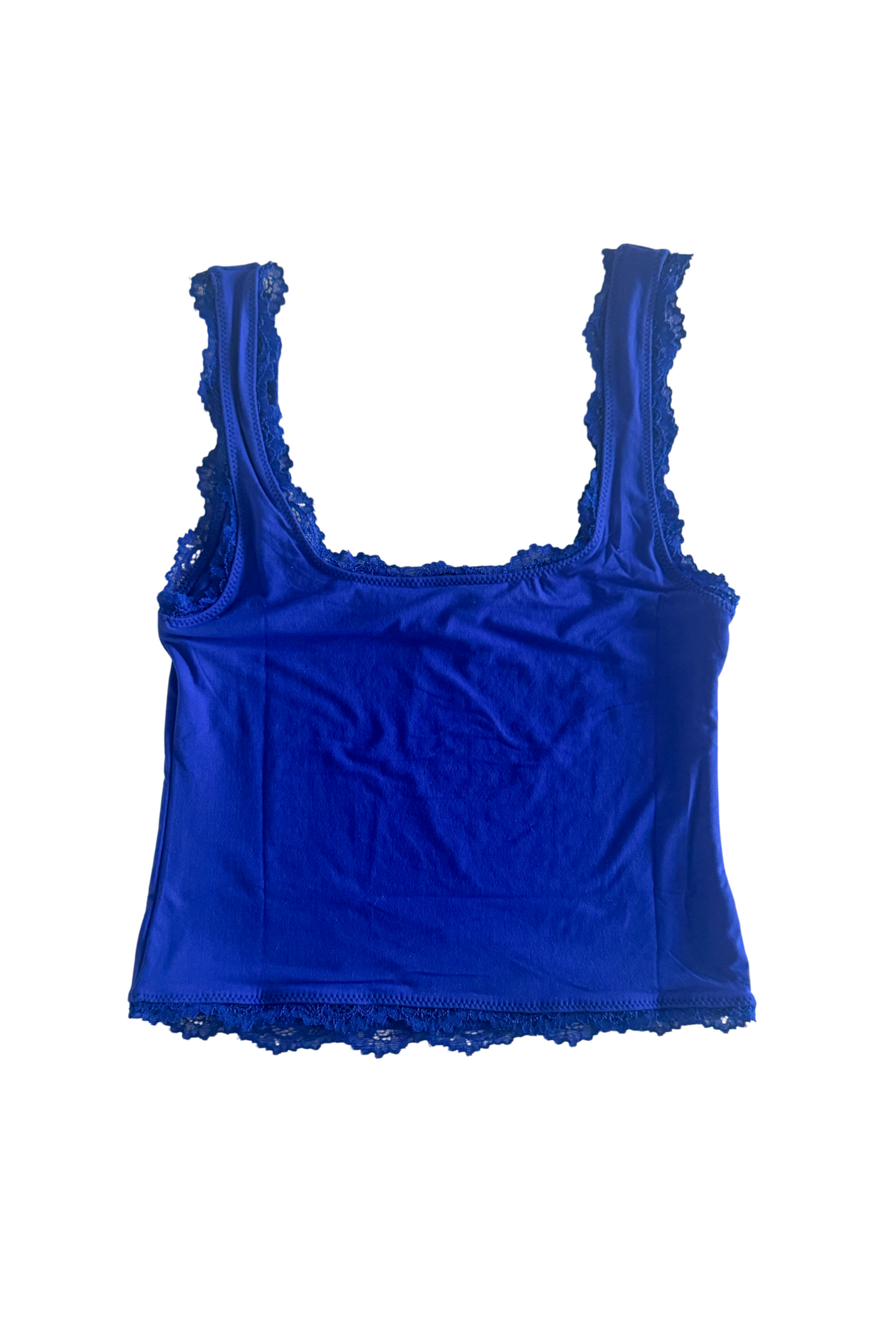 Solid Blue Scoop Neck Lace Tank