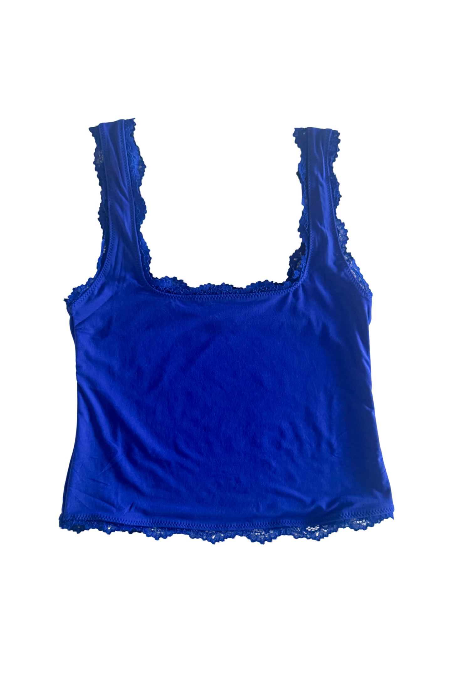 Solid Blue Scoop Neck Lace Tank